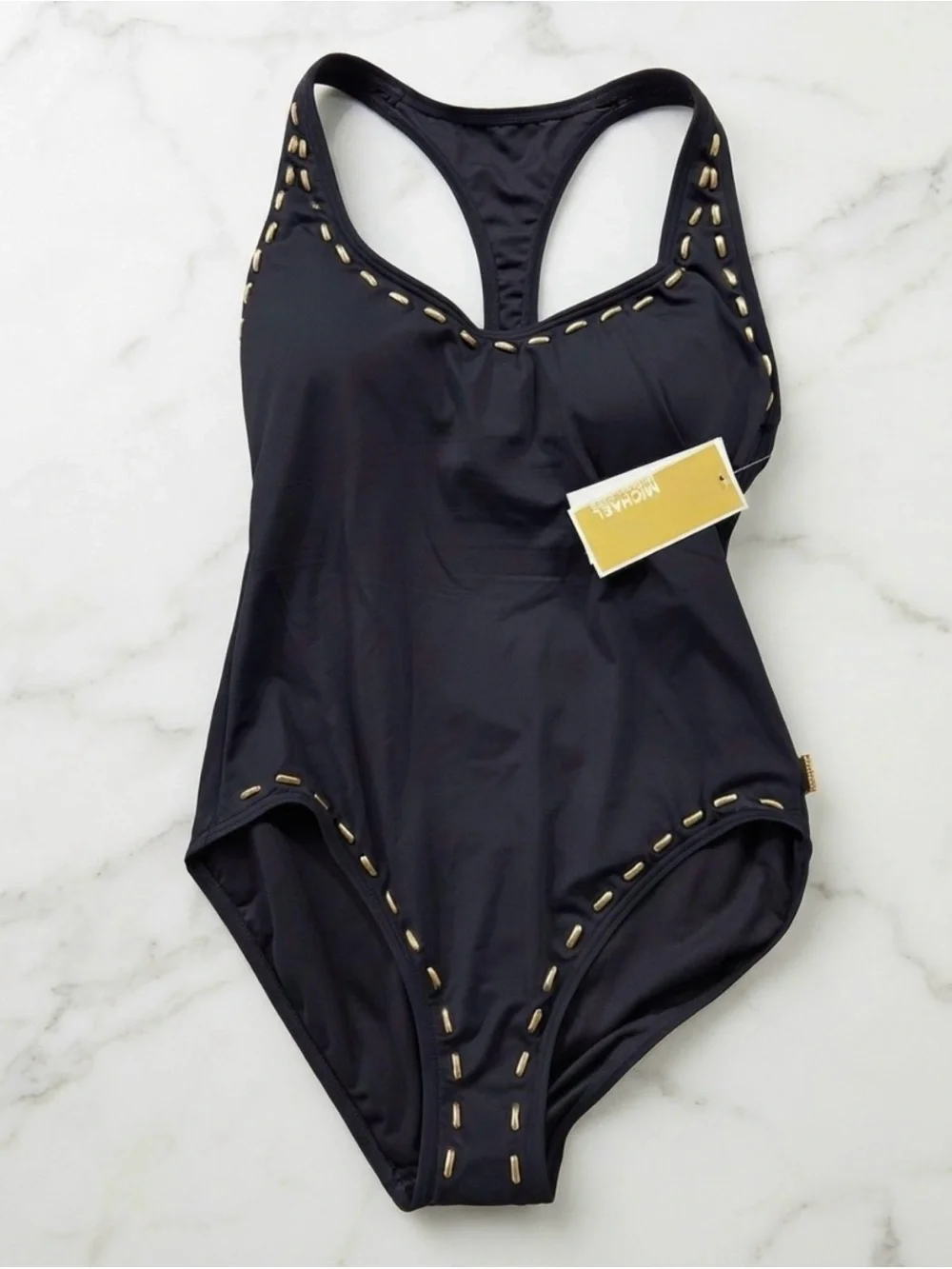 MICHAEL Michael Kors Women's Scoop Neck Racer Back One-Piece Swimsuit
